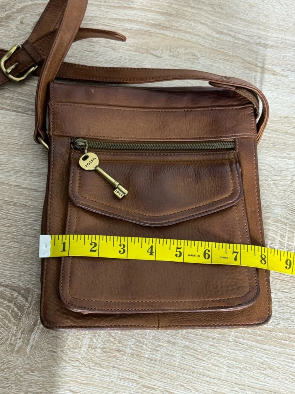 Fossil Vintage Brown Leather Crossbody Organizer Purse